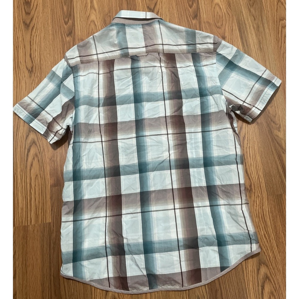 7 Diamonds Shirt Mens Large Plaid Button Up Cotton Short Sleeve Blue - Picture 13 of 13